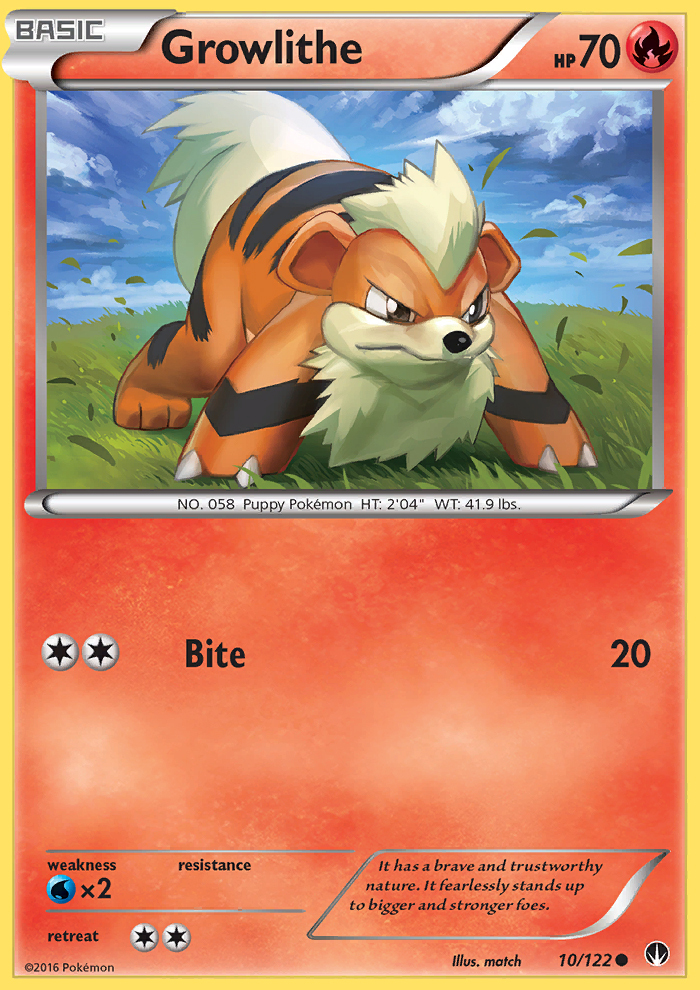 Growlithe 10/122 XY Breakpoint Common Pokemon Card NEAR MINT TCG