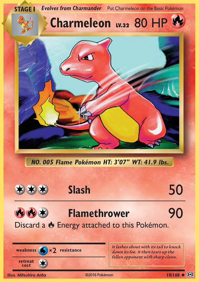 Charmeleon 10/108 XY Evolutions Uncommon Pokemon Card NEAR MINT TCG