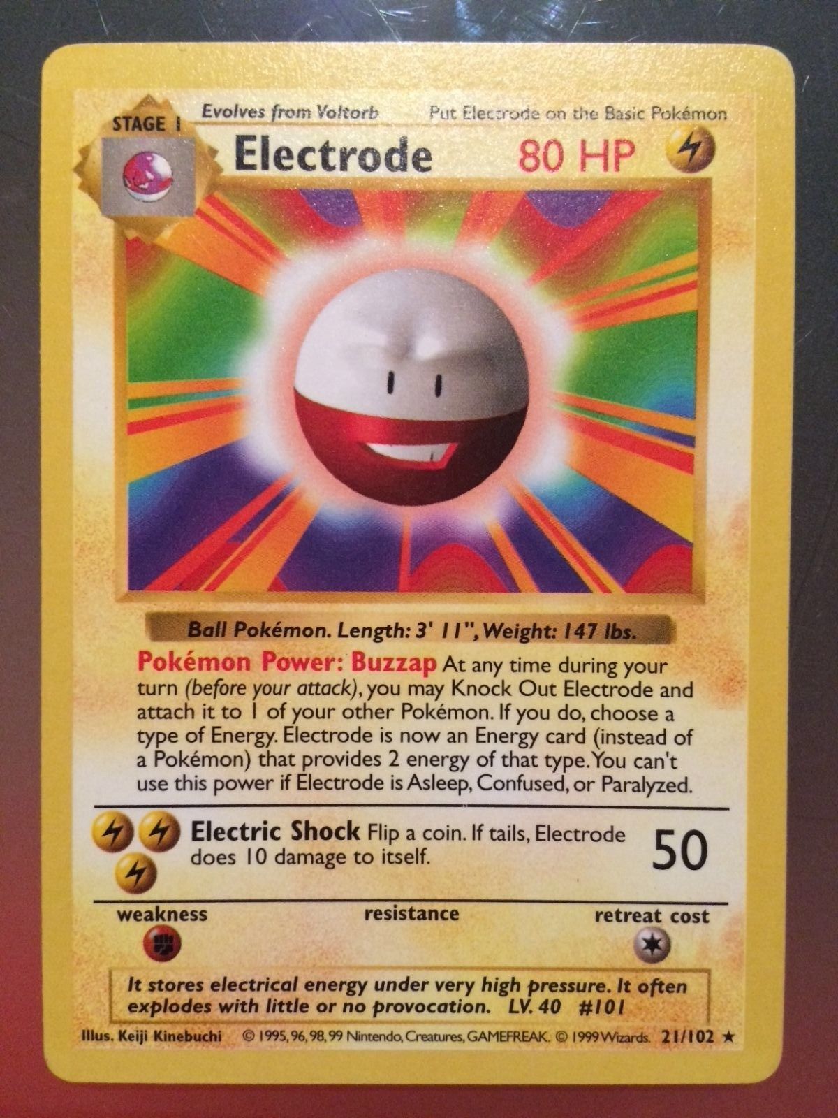 Electrode 21/102 base set SHADOWLESS Original Pokemon card MINT TCG go ...