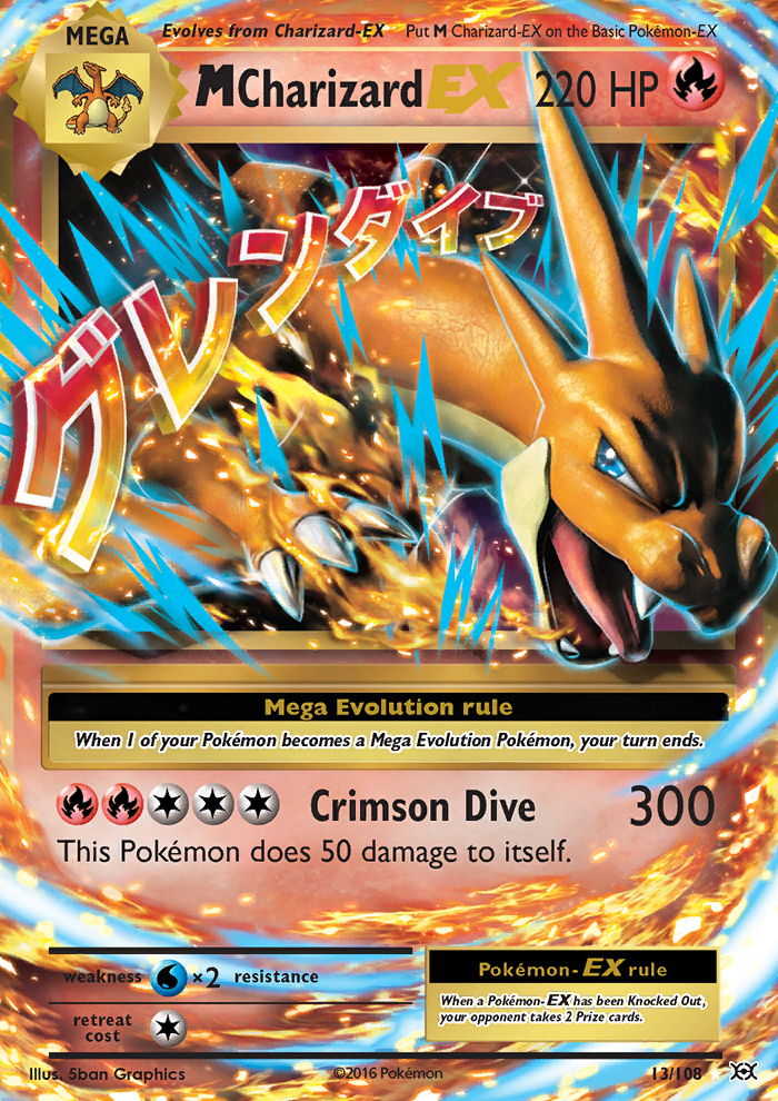 Mega Charizard EX 13 108 XY Evolutions Ultra Rare Pokemon Card MINT TCG 