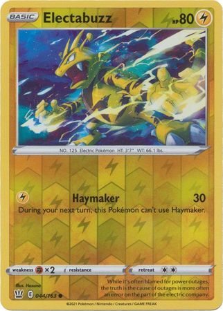 Electabuzz 44 163 Swsh Battle Styles Reverse Holo Common Pokemon Card Near Mint Tcg