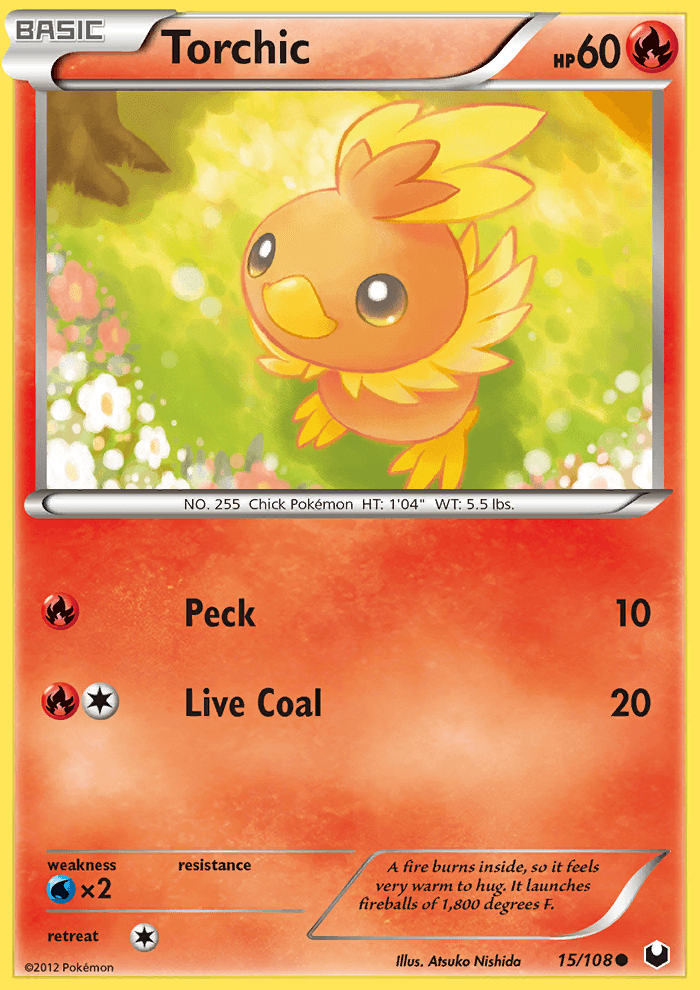 Torchic 15/108 BW Dark Explorers Pokemon Card NEAR MINT TCG