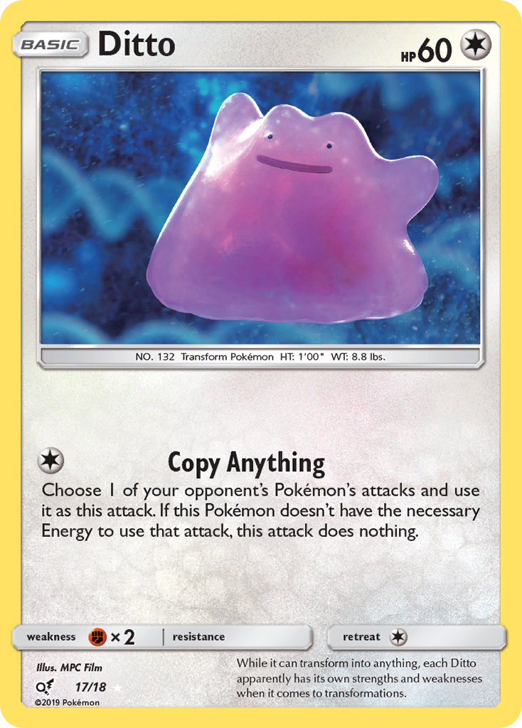 Ditto 1718 Sm Detective Pikachu Holo Rare Pokemon Card Near