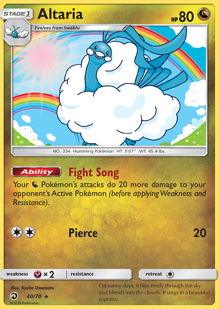 Altaria 40/70 SM Dragon Majesty Holo Rare Pokemon Card ...