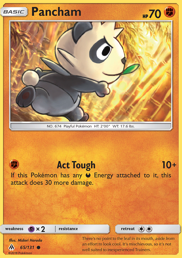 Pancham 65/131 SM Forbidden Light Common Pokemon Card NEAR MINT TCG