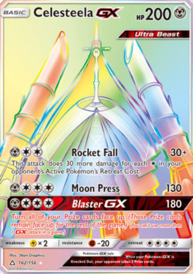 Celesteela GX 162/156 SM Ultra Prism Holo Hyper Rare Full Art Pokemon Card  NEAR MINT