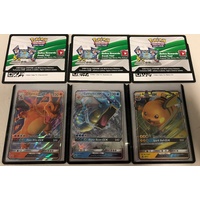 Charizard, Gyarados and Raichu GX with codes