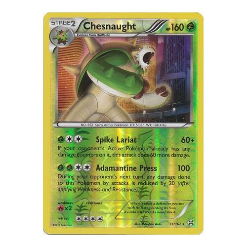 Chesnaught 11 162 Xy Breakthrough Reverse Holo Uncommon Pokemon Card Mint Tcg