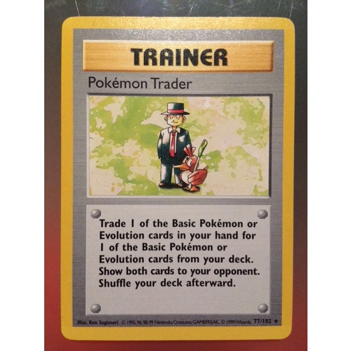 Pokemon Trader 77/102 base set SHADOWLESS trainer Pokemon card MINT TCG