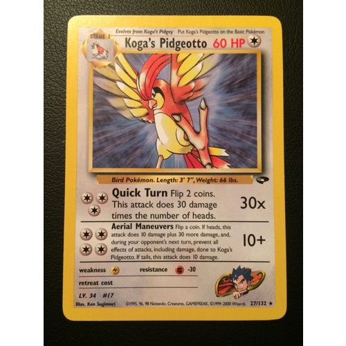 Koga's Pidgeotto 27/132 Gym Challenge Pokemon Card Singles mint go bw xy sm TCG