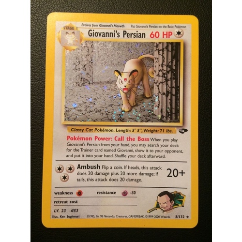 Giovanni's Persian 8/132 Gym Challenge Rare Holo Pokemon Card NEAR MINT TCG