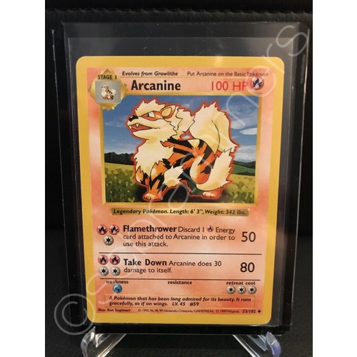 Arcanine 23/102 Rare SHADOWLESS Pokemon Card Original Base Set NEAR MINT