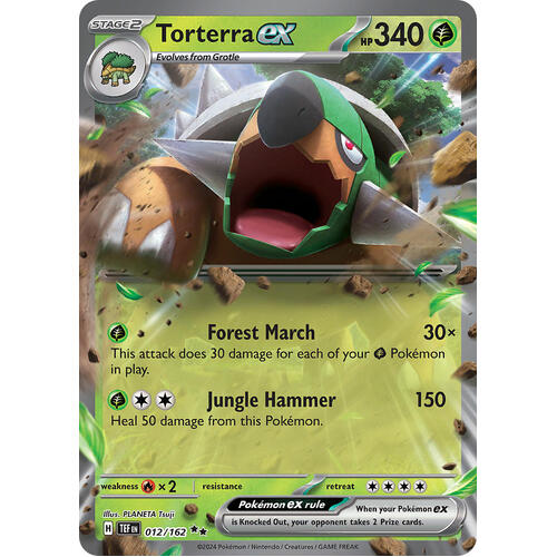 Torterra ex 012/162 Scarlet and Violet Temporal Forces Ultra Holo Rare Pokemon Card NEAR MINT TCG