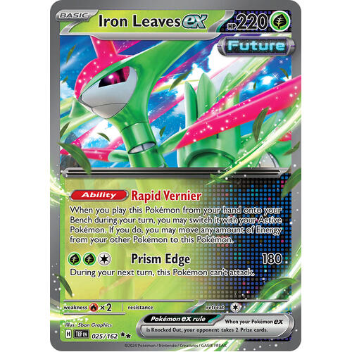 Iron Leaves ex 025/162 Scarlet and Violet Temporal Forces Ultra Holo Rare Pokemon Card NEAR MINT TCG