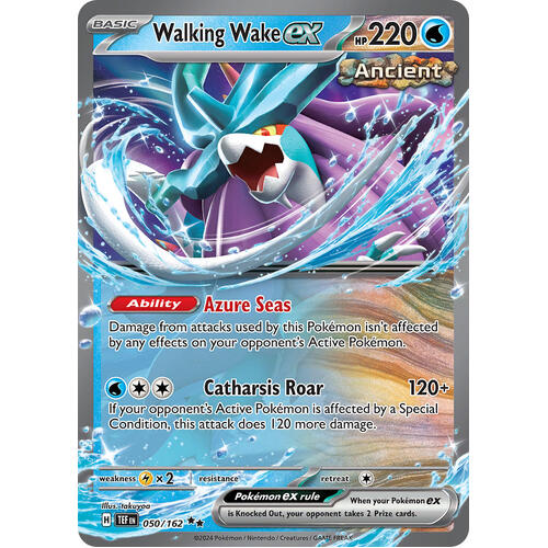 Walking Wake ex 050/162 Scarlet and Violet Temporal Forces Ultra Holo Rare Pokemon Card NEAR MINT TCG