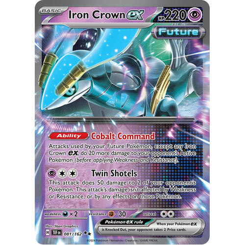 Iron Crown ex 081/162 Scarlet and Violet Temporal Forces Ultra Holo Rare Pokemon Card NEAR MINT TCG