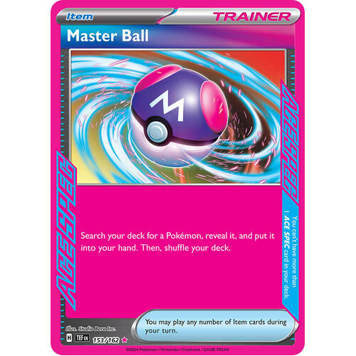 Master Ball 153/162 Scarlet and Violet Temporal Forces Ace Holo Rare Pokemon Card NEAR MINT TCG