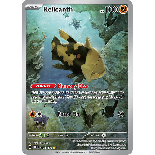 Relicanth 173/162 Scarlet and Violet Temporal Forces Illustration Holo Rare Pokemon Card NEAR MINT TCG