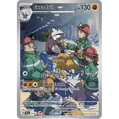 Excadrill 174/162 Scarlet and Violet Temporal Forces Illustration Holo Rare Pokemon Card NEAR MINT TCG