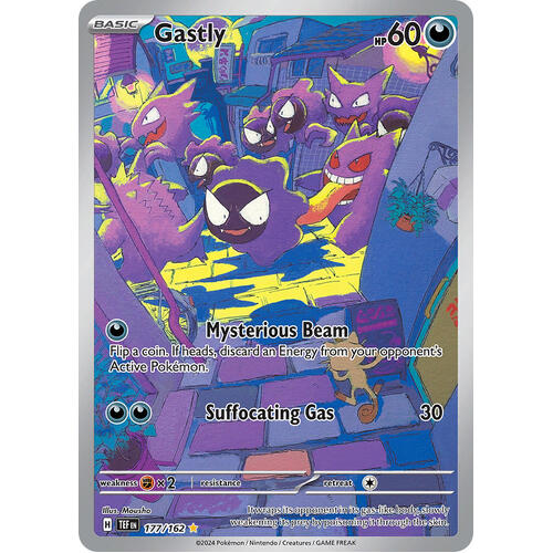 Gastly 177/162 Scarlet and Violet Temporal Forces Illustration Holo Rare Pokemon Card NEAR MINT TCG