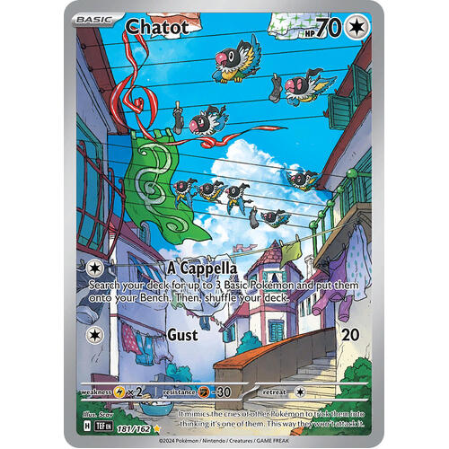 Chatot 181/162 Scarlet and Violet Temporal Forces Illustration Holo Rare Pokemon Card NEAR MINT TCG