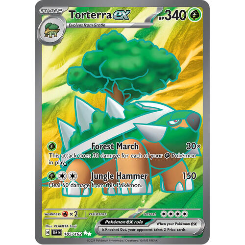 Torterra ex 185/162 Scarlet and Violet Temporal Forces Full Art Ultra Holo Rare Pokemon Card NEAR MINT TCG