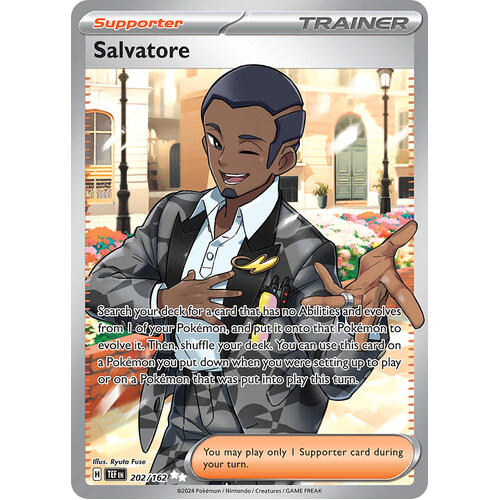 Salvatore 202/162 Scarlet and Violet Temporal Forces Full Art Ultra Holo Rare Pokemon Card NEAR MINT TCG