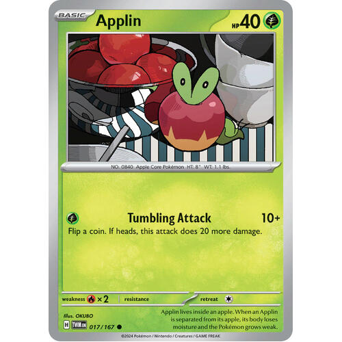 Applin 017/167 SV Twilight Masquerade Common Pokemon Card NEAR MINT TCG