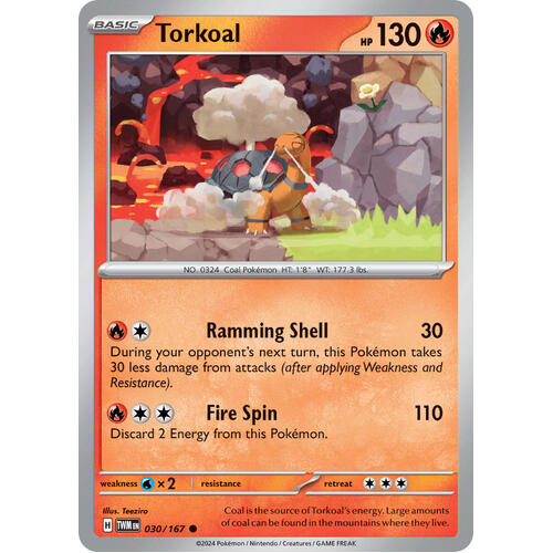 Torkoal 030/167 SV Twilight Masquerade Common Pokemon Card NEAR MINT TCG