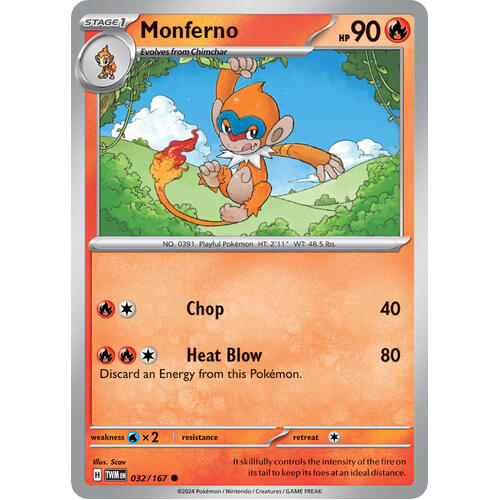 Monferno 032/167 SV Twilight Masquerade Common Pokemon Card NEAR MINT TCG