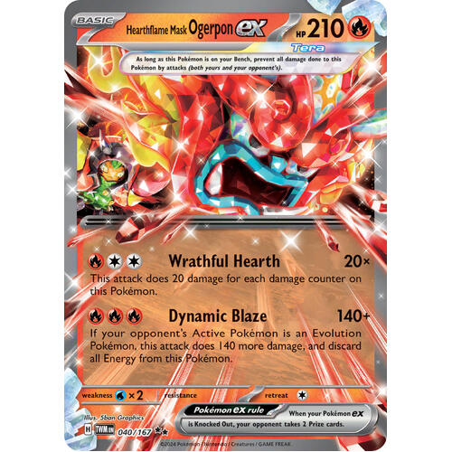 Hearthflame Mask Ogerpon EX 040/167 SV Twilight Masquerade Holo Ultra Rare Pokemon Card NEAR MINT TCG