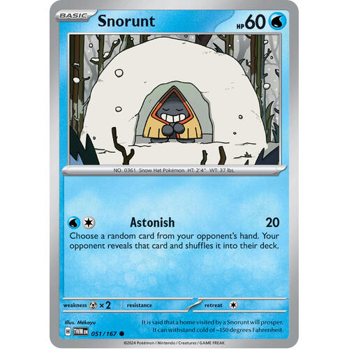 Snorunt 051/167 SV Twilight Masquerade Common Pokemon Card NEAR MINT TCG