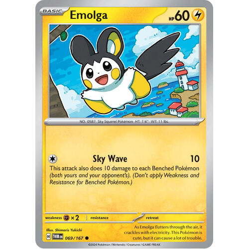 Emolga 069/167 SV Twilight Masquerade Common Pokemon Card NEAR MINT TCG