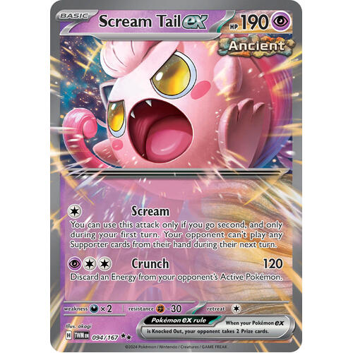 Scream Tail EX 094/167 SV Twilight Masquerade Holo Ultra Rare Pokemon Card NEAR MINT TCG