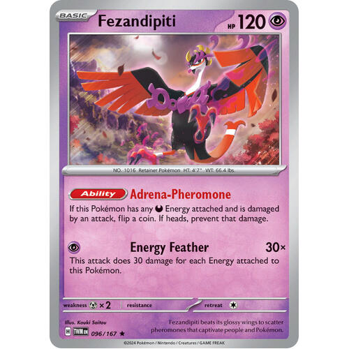 Fezandipiti 096/167 SV Twilight Masquerade Holo Rare Pokemon Card NEAR MINT TCG