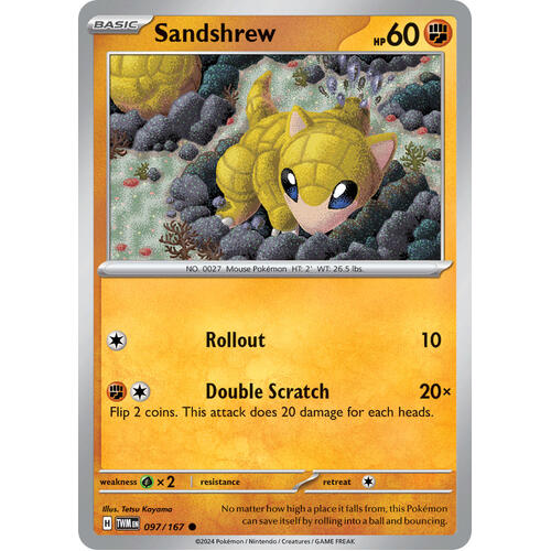 Sandshrew 097/167 SV Twilight Masquerade Common Pokemon Card NEAR MINT TCG