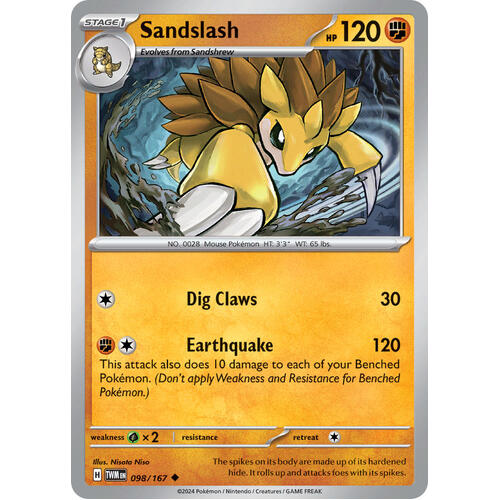 Sandslash 098/167 SV Twilight Masquerade Uncommon Pokemon Card NEAR MINT TCG