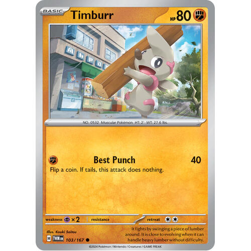 Timburr 103/167 SV Twilight Masquerade Common Pokemon Card NEAR MINT TCG