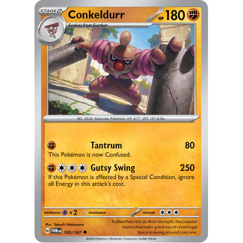 Conkeldurr 105/167 SV Twilight Masquerade Uncommon Pokemon Card NEAR MINT TCG