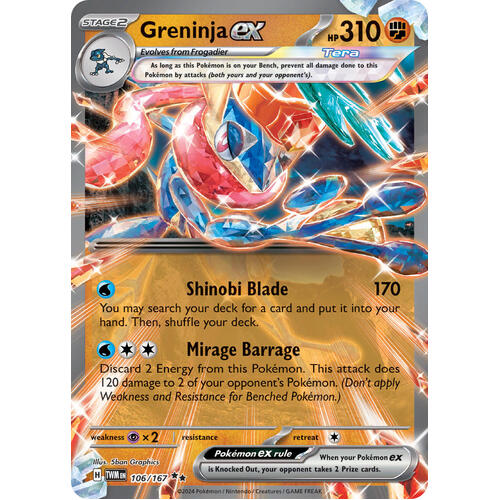 Greninja EX 106/167 SV Twilight Masquerade Holo Ultra Rare Pokemon Card NEAR MINT TCG