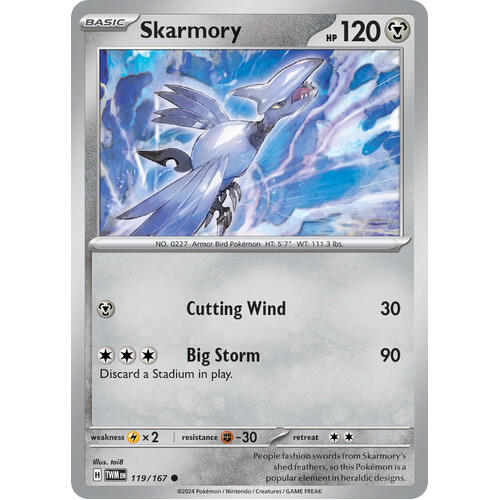 Skarmory 119/167 SV Twilight Masquerade Common Pokemon Card NEAR MINT TCG