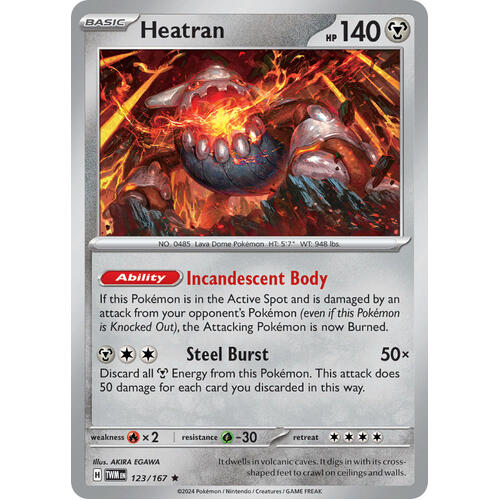 Heatran 123/167 SV Twilight Masquerade Holo Rare Pokemon Card NEAR MINT TCG