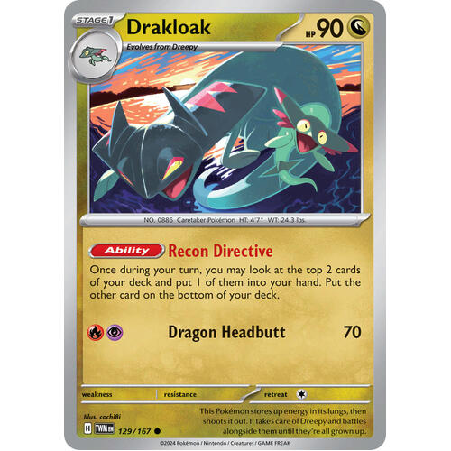 Drakloak 129/167 SV Twilight Masquerade Common Pokemon Card NEAR MINT TCG