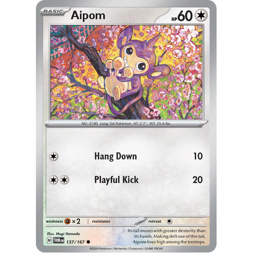 Aipom 137/167 SV Twilight Masquerade Common Pokemon Card NEAR MINT TCG