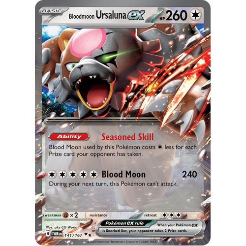 Bloodmoon Ursaluna EX 141/167 SV Twilight Masquerade Holo Ultra Rare Pokemon Card NEAR MINT TCG