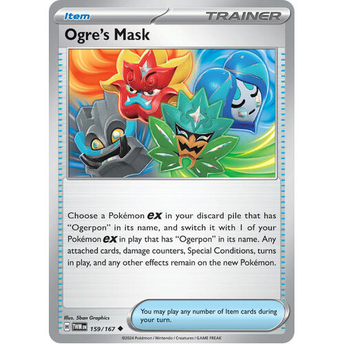 Ogre's Mask 159/167 SV Twilight Masquerade Uncommon Trainer Pokemon Card NEAR MINT TCG