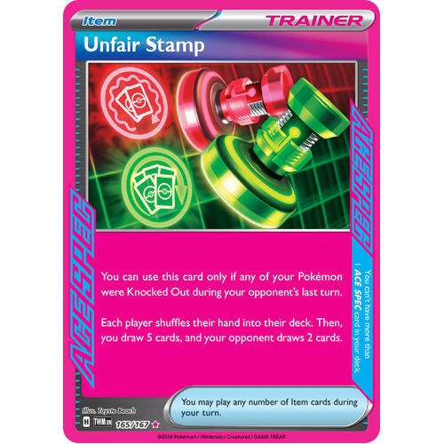 Unfair Stamp 165/167 Twilight Masquerade Ace Rare Holo Trainer Pokemon Card NEAR MINT TCG