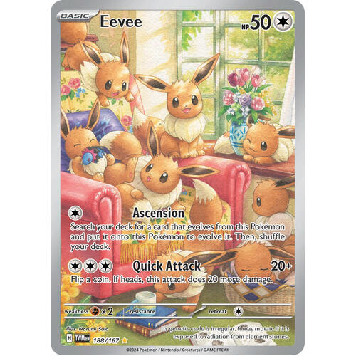 Eevee 188/167 SV Twilight Masquerade Illustration Rare Holo Pokemon Card NEAR MINT TCG