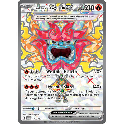 Hearthflame Mask Ogerpon EX 192/167 SV Twilight Masquerade Full Art Holo Ultra Rare Pokemon Card NEAR MINT TCG