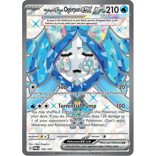 Wellspring Mask Ogerpon EX 194/167 SV Twilight Masquerade Full Art Holo Ultra Rare Pokemon Card NEAR MINT TCG